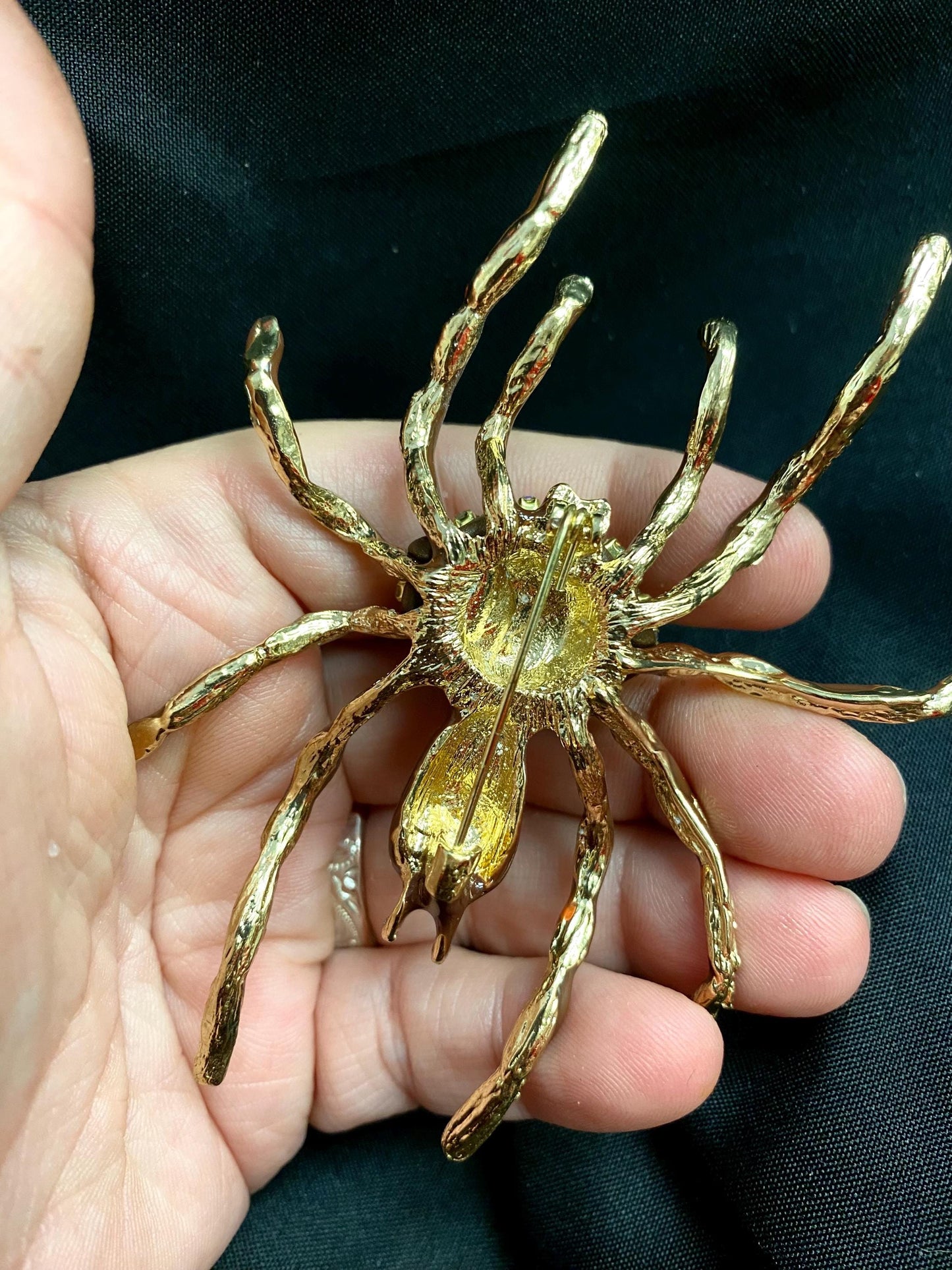 Giant Hand-Painted Spider Brooch, Gothic Eye Pin, Fantasy Insect Jewelry, Halloween Statement Piece