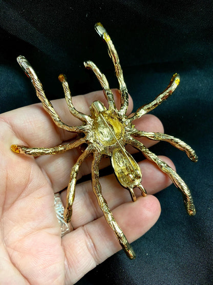 Hand-Painted Spider Brooch, Gothic Eye Pin, Statement Insect Jewelry, Fantasy Halloween Accessory