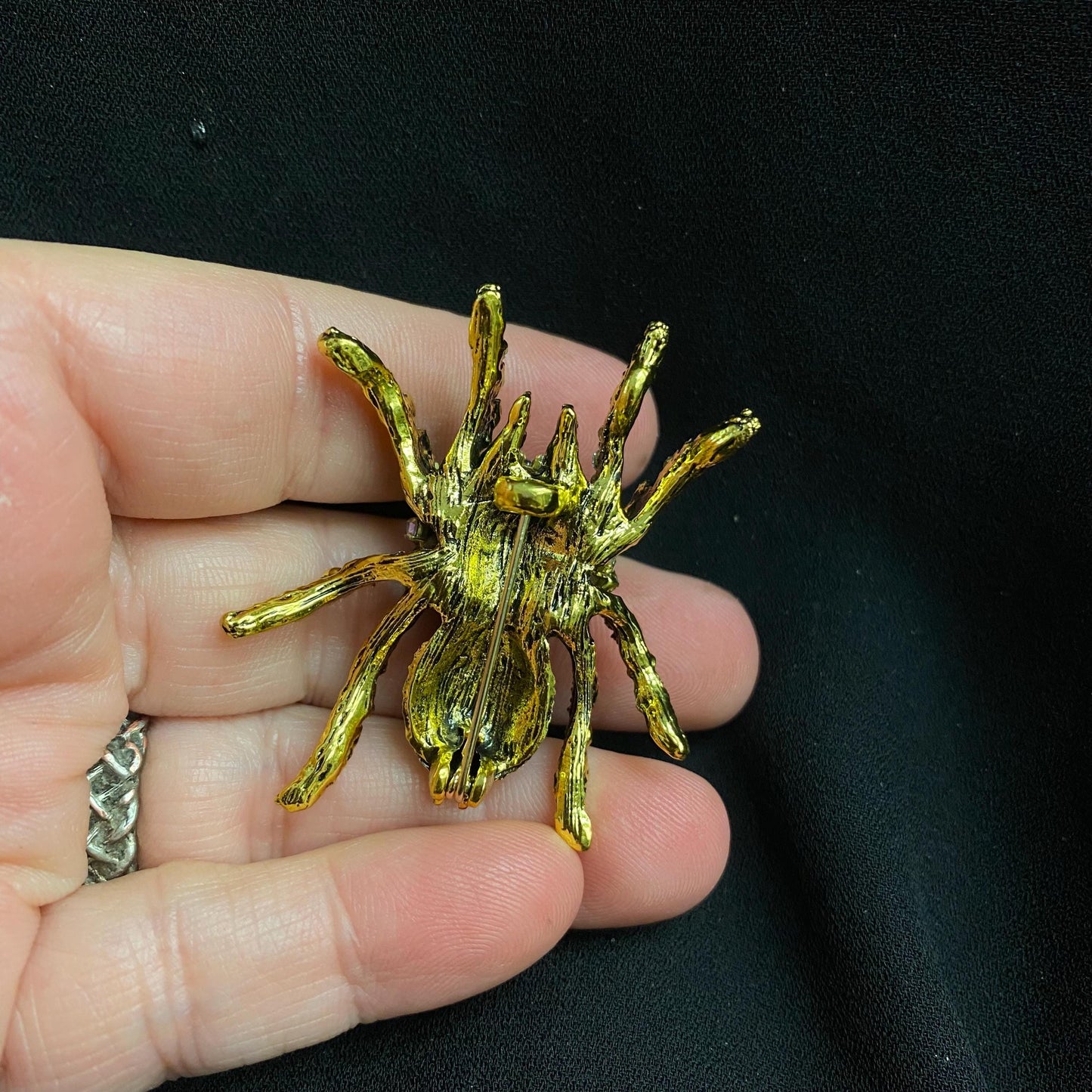Purple Eyeball Spider Brooch | Gothic Green Eye Pin, Crystal Accents (Handcrafted)