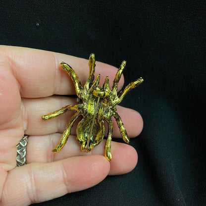 Purple Eyeball Spider Brooch | Gothic Green Eye Pin, Crystal Accents (Handcrafted)