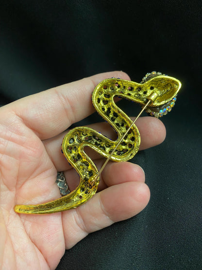 Cobalt Snake Eye Brooch – Gothic Statement Pin – Surreal Serpent Jewelry – 4 Inch Wearable Art