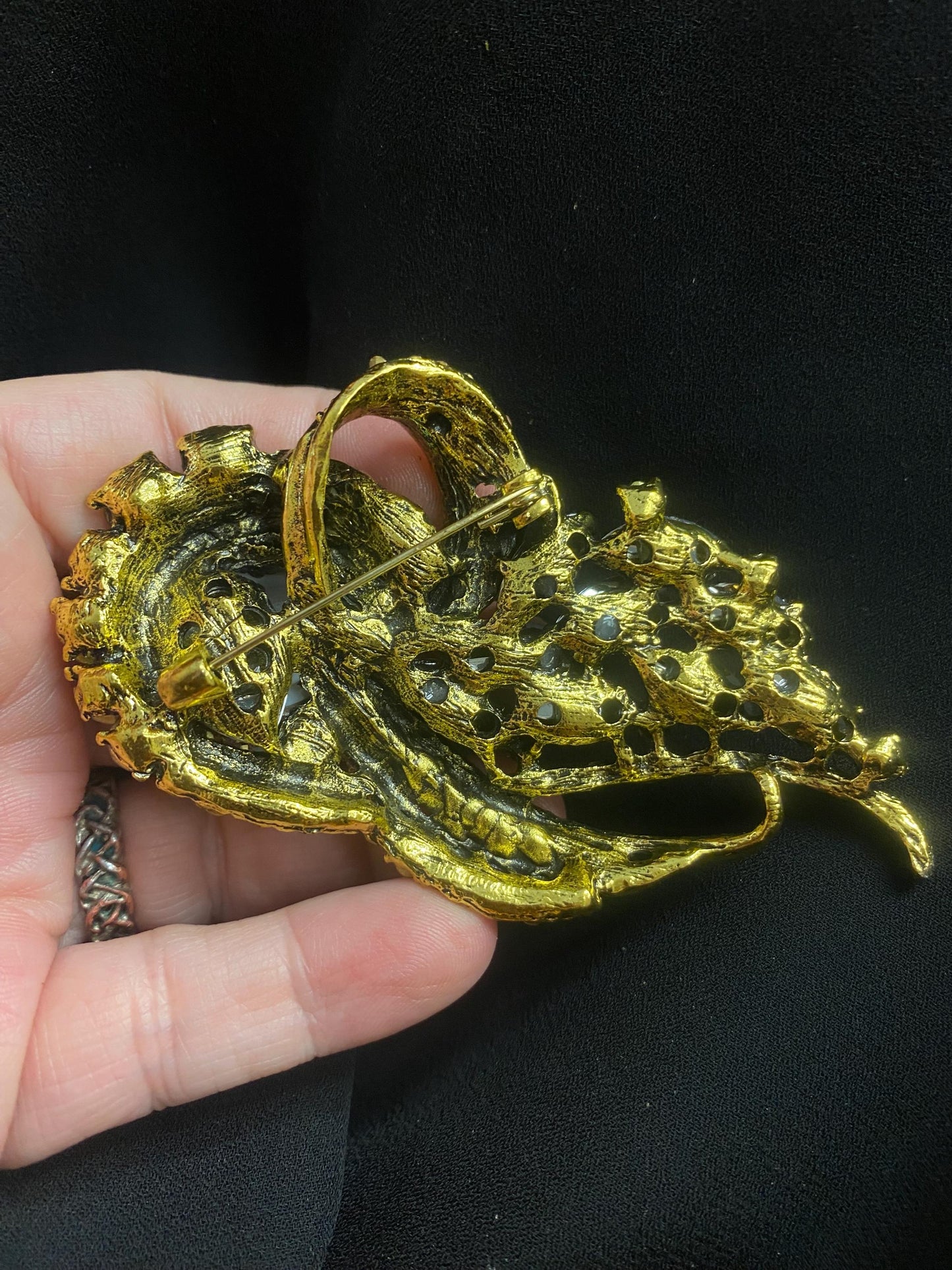 Gothic Eye Brooch, Victorian Amber Rhinestone Statement Jewelry, Assemblage Wearable Art