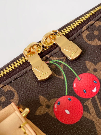 LV x TM Speedy BandouliÃ¨re 20cm Brown Monogram Cherry Canvas Cowhide GHW