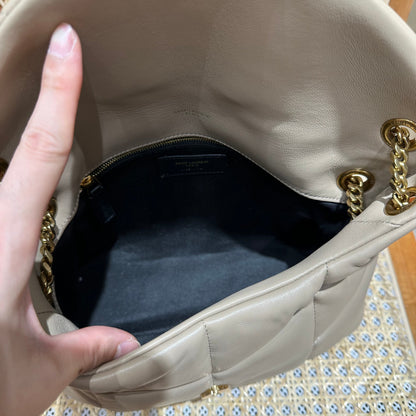 YSL Loulou Puffer Quilted Bag Beige Gold Lambskin 338806