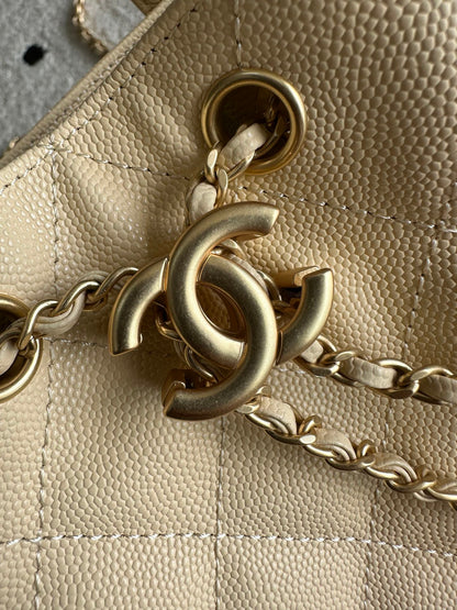 Chanel 2025 Backpack 23cm Light Yellow Grained Calfskin 318276