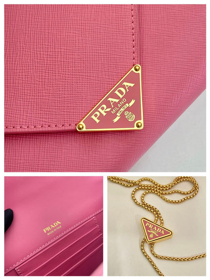 PRA Cross pattern envelope bag pink leather 341153