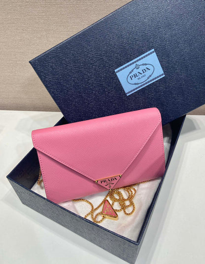 PRA Cross pattern envelope bag pink leather 341153