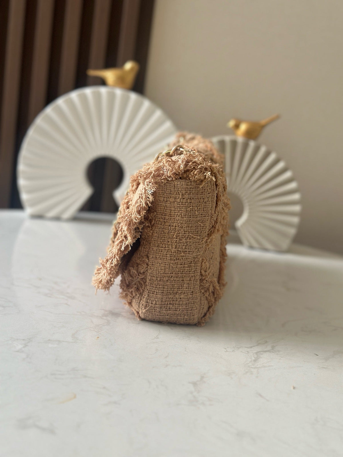 CC Nature Flap Bag 27cm Beige Tweed 275480