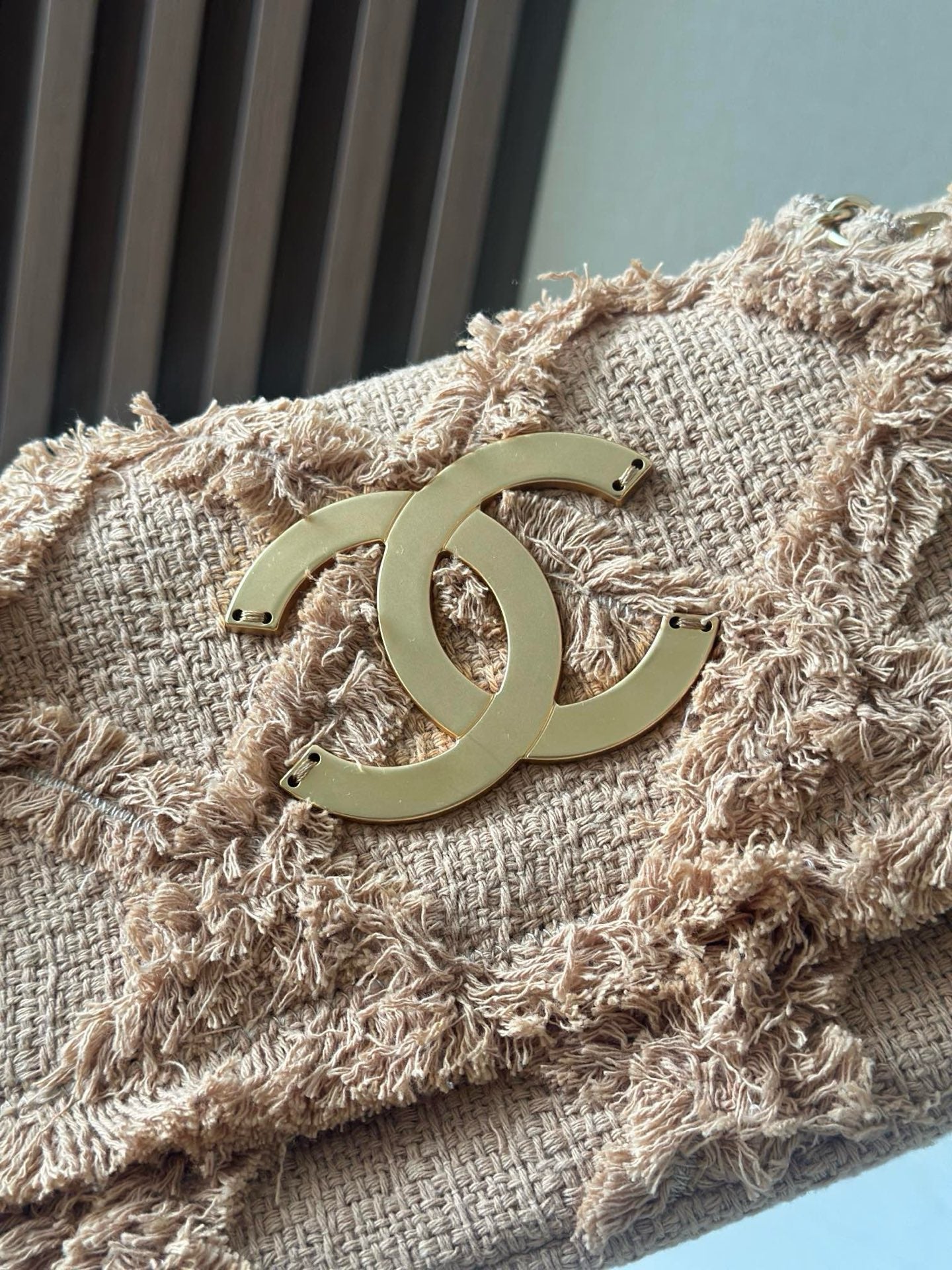 CC Nature Flap Bag 27cm Beige Tweed 275480