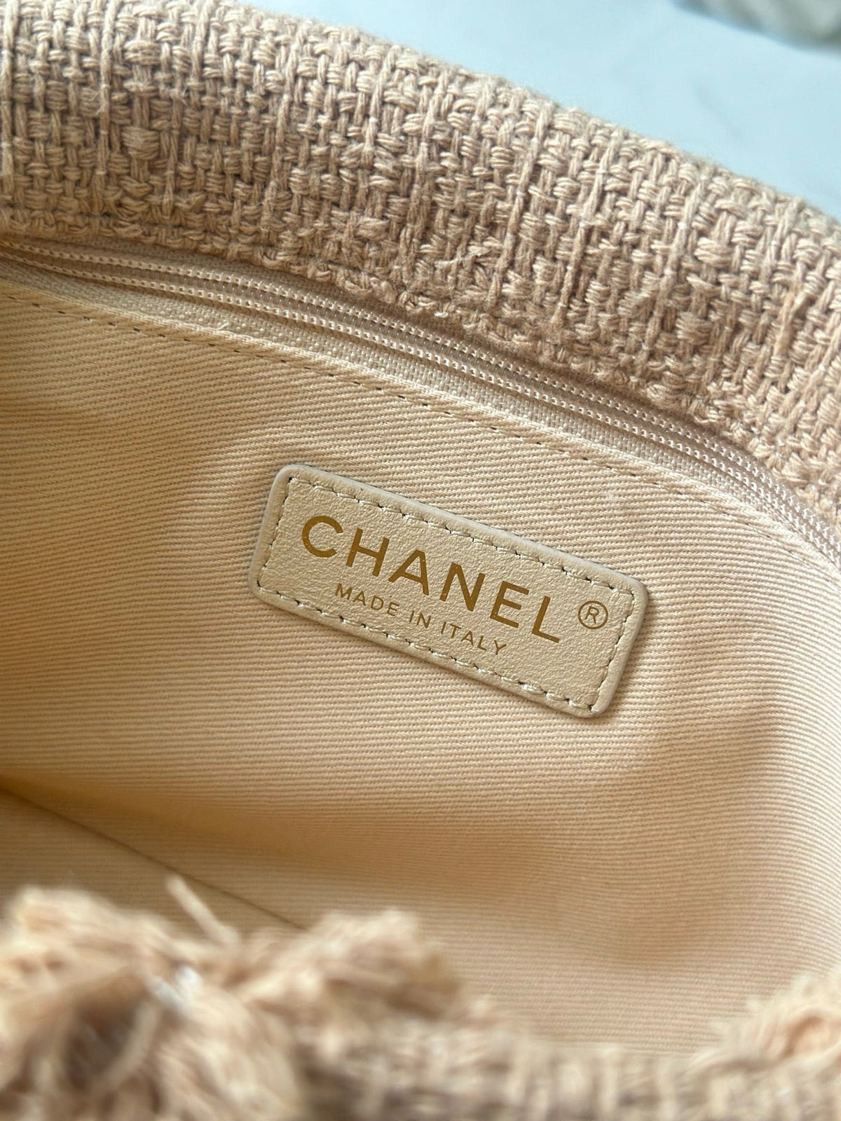 CC Nature Flap Bag 27cm Beige Tweed 275480