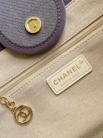 CC 2025 Deauville Tote Bag Gray Canvas