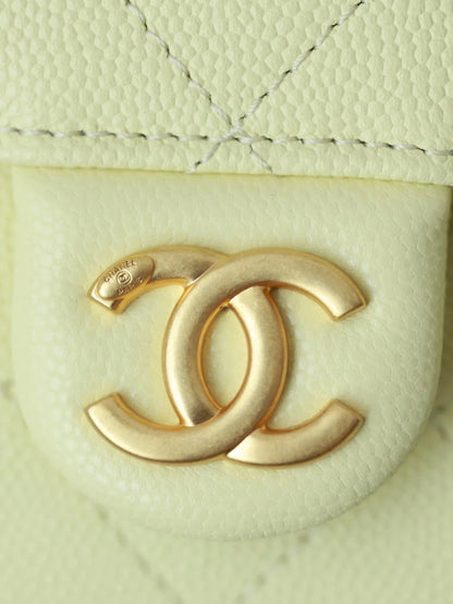 CHANEL 25S HOBO BAG 30 CM IN PASTEL YELLOW LAMBSKIN WITH GOLD HARDWARE