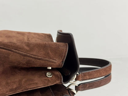 Balenciaga Mini Bag 22 Coffee Brown Suede Sliver Hardware