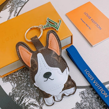 LV Brown Dog Bag Charm