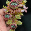 Rhinestone Floral Eye Brooch - Dramatic Statement Jewelry